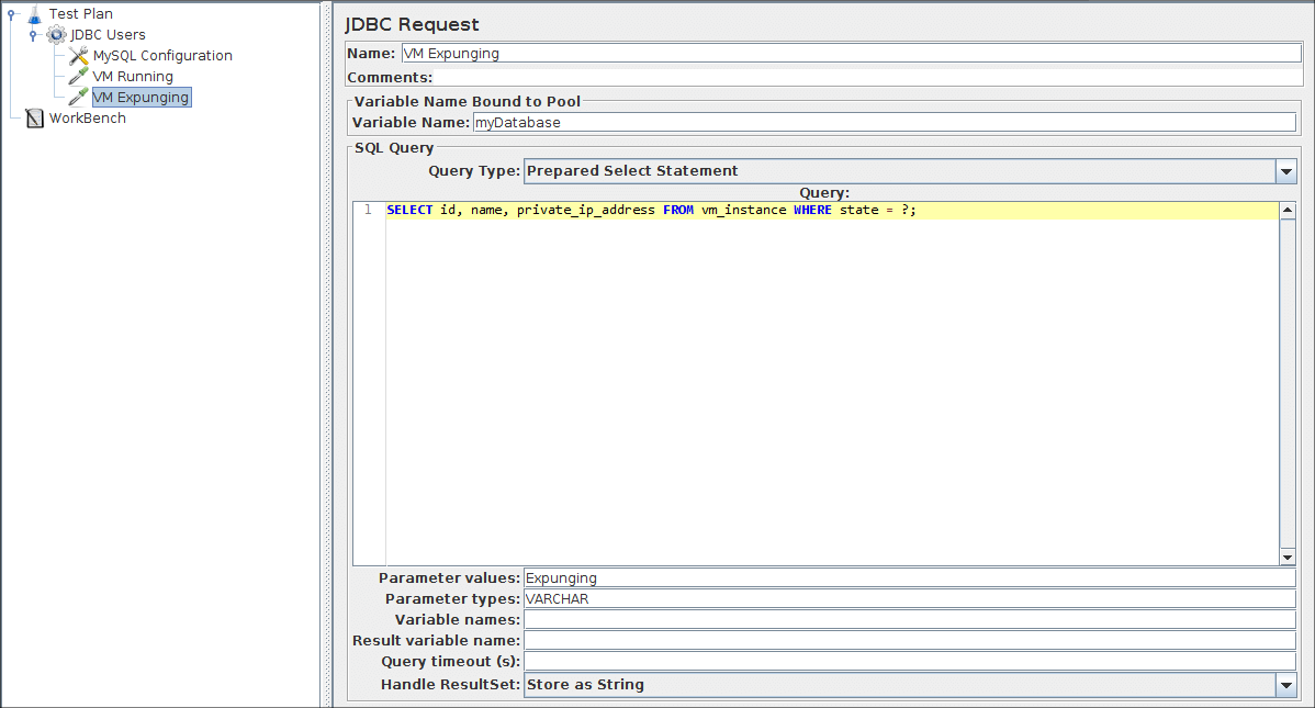 
Figura 6.6.  Solicitud JDBC para la segunda solicitud