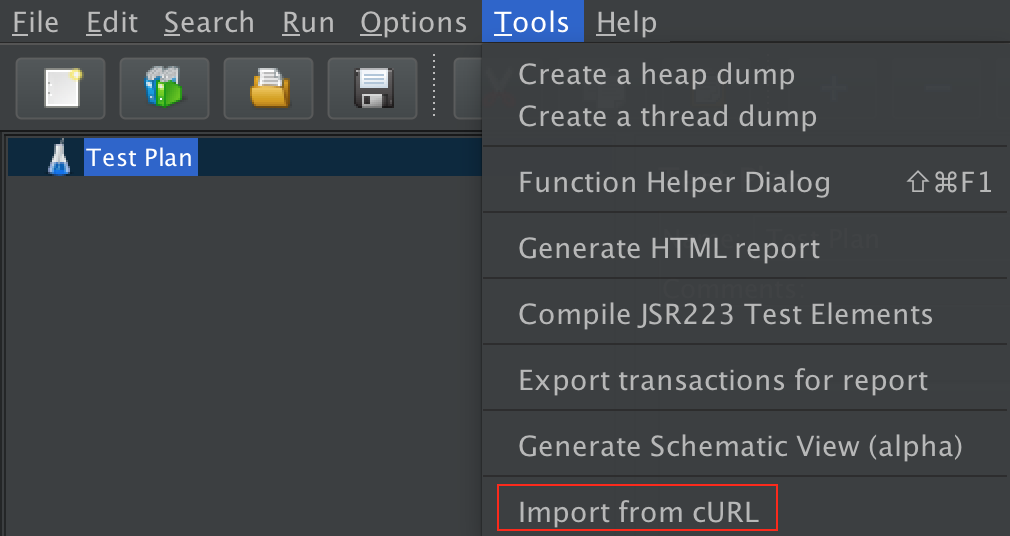 Figura 1 - El menú donde se encuentra curl