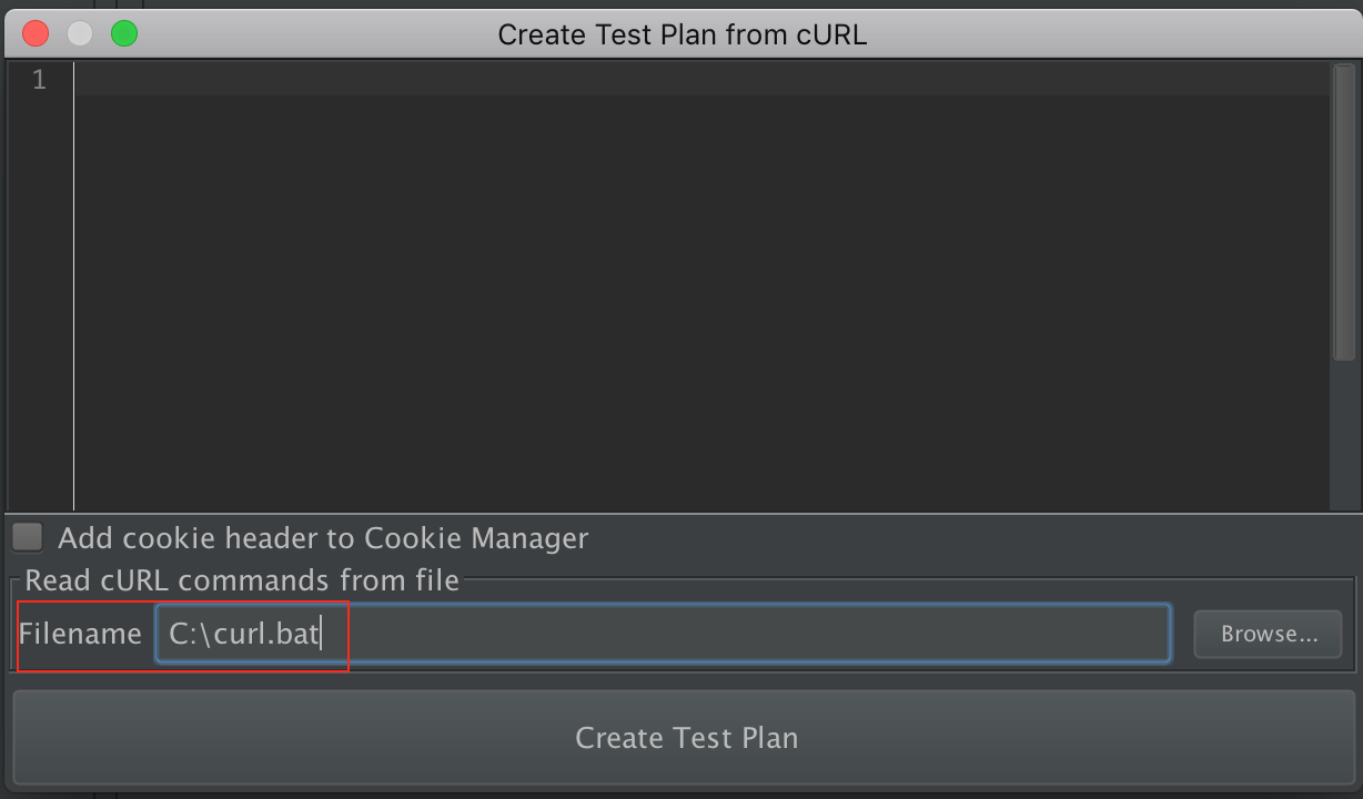 Figura 2.2 - Ingrese el comando curl desde el archivo