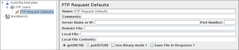 
Figura 7.3.  Valores predeterminados de solicitud de FTP