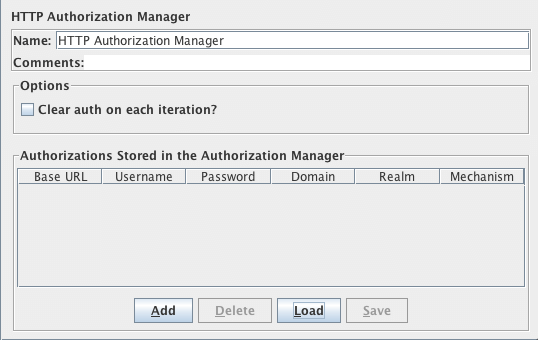 Captura de pantalla del panel de control del administrador de autorización HTTP