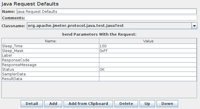 Captura de pantalla del panel de control de los valores predeterminados de solicitud de Java