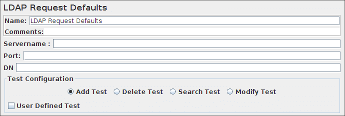 Captura de pantalla del panel de control de los valores predeterminados de solicitud de LDAP