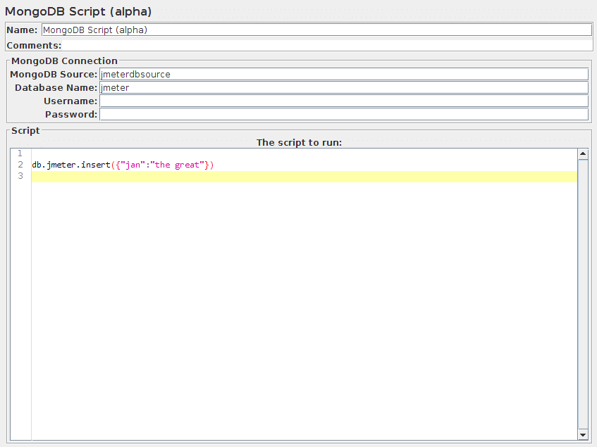 Captura de pantalla del panel de control de MongoDB Script (OBSOLETO)