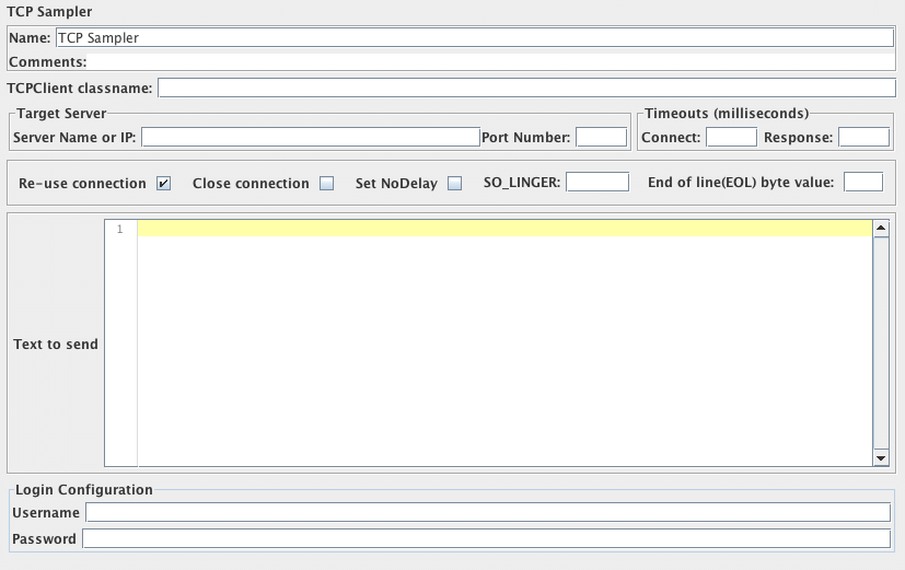 Captura de pantalla para Panel de control de TCP Sampler