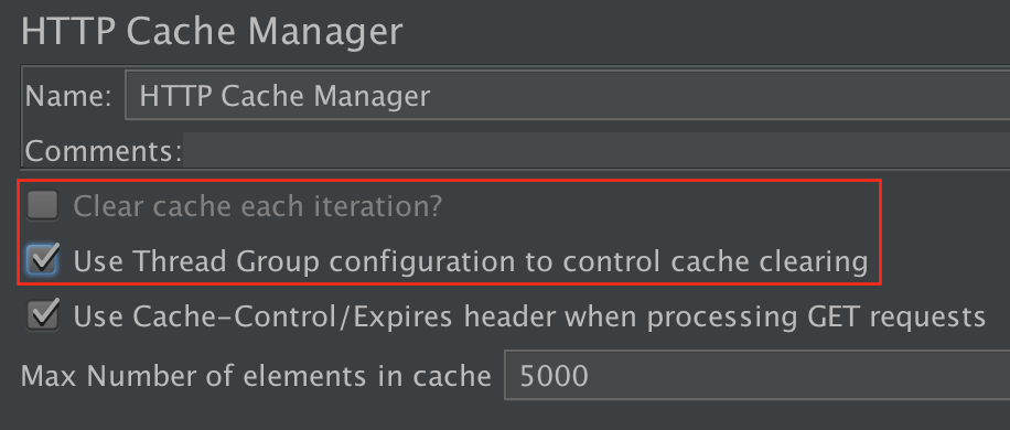 
Figura 4.11.  Use Thread Group para controlar CacheManager